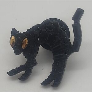 Small sparkly spooky Halloween‎ Black Cat lapel pin